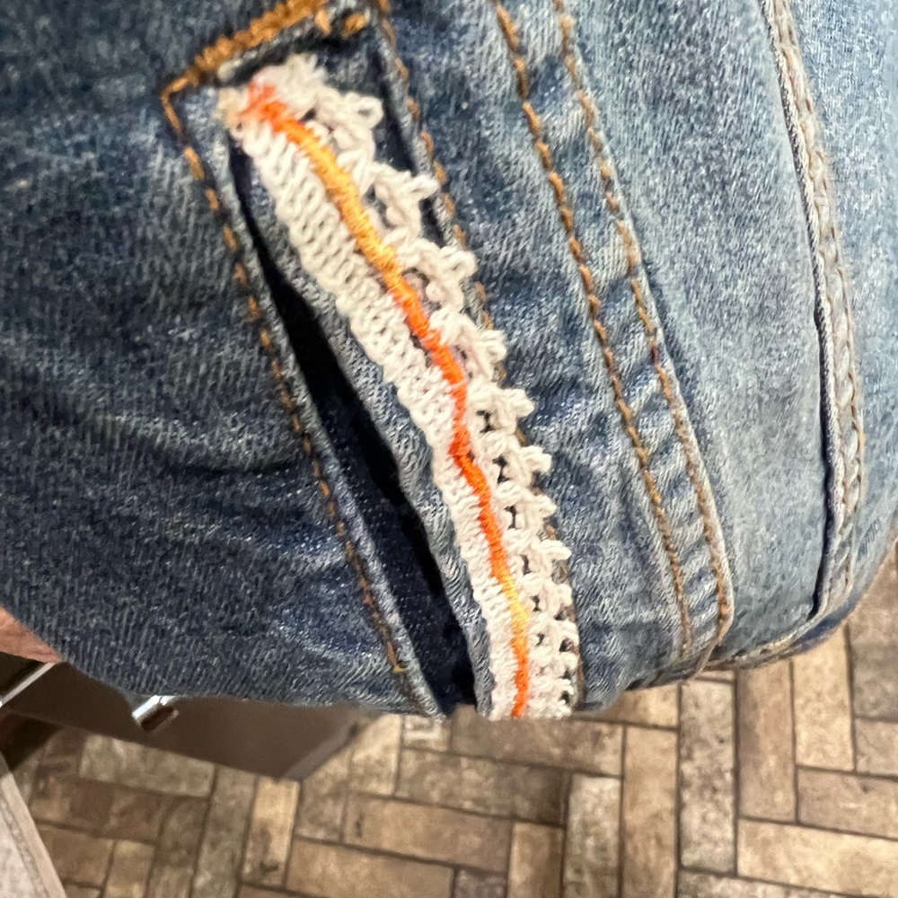 C&A Custom Boho Denim Jacket Embroidered Western Donkey Patch One of a Kind - Picture 6 of 11